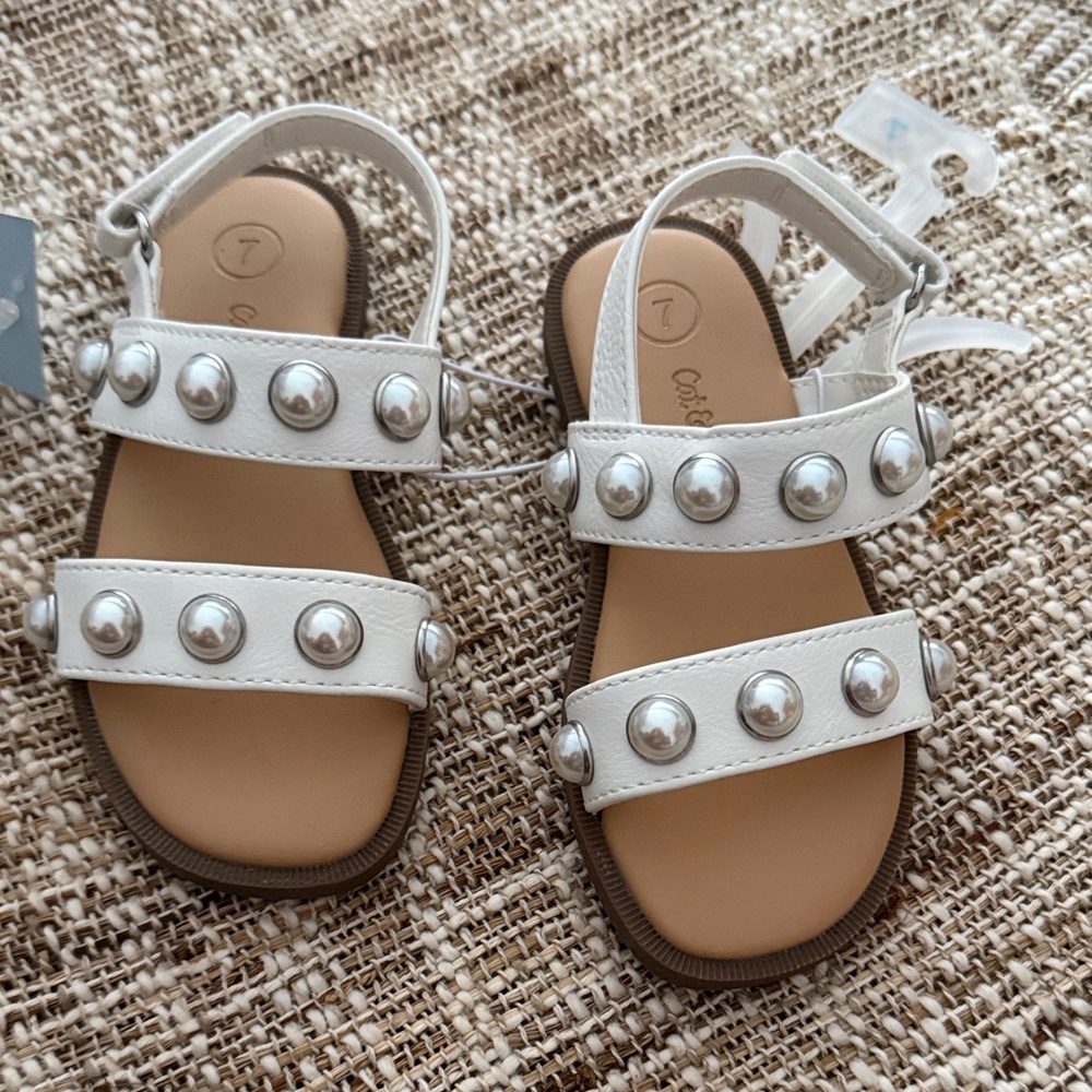 Cat & Jack White Studded Girls Sandals